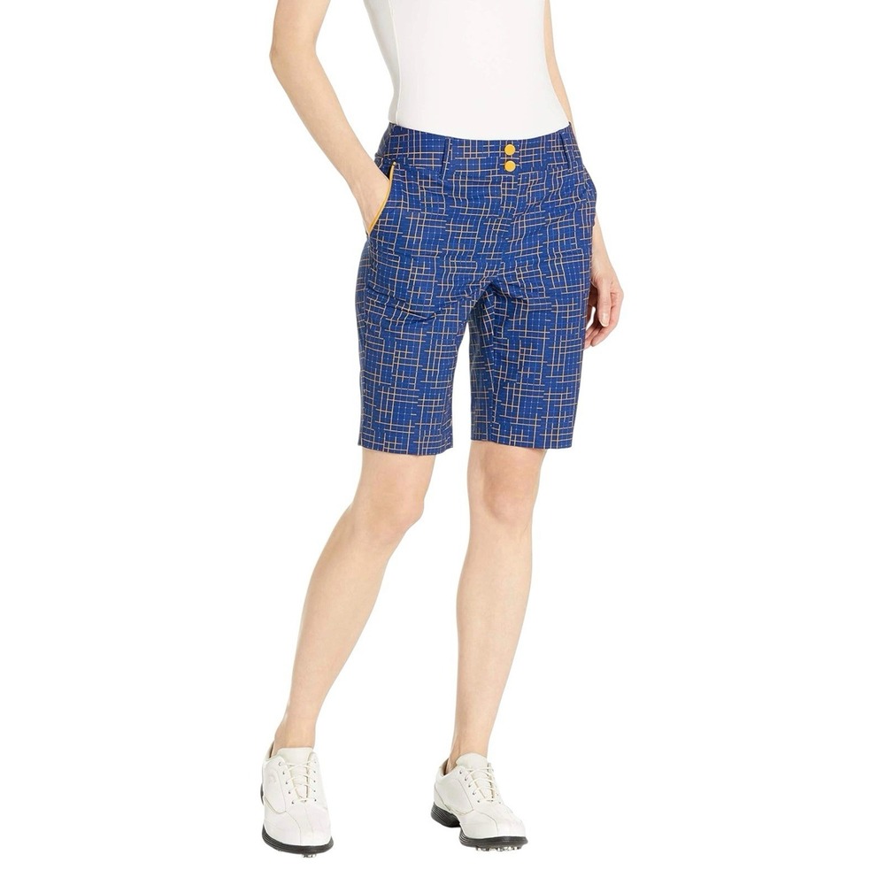 Annika Cutter & Buck Blue &‎ Orange Golf Shorts Sz 4 Colorful Preppy Sporty - Picture 2 of 15
